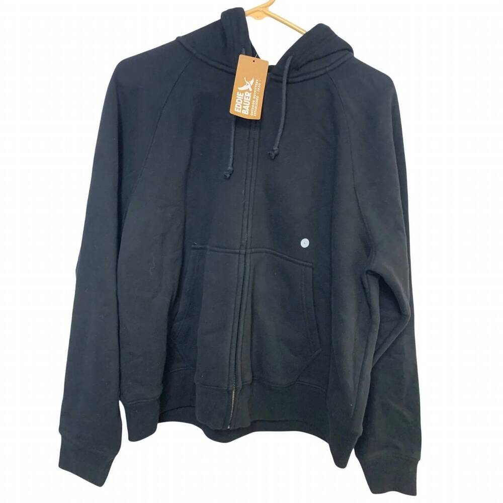 NEW EDDIE BAUER women's vintage soft full zip hoodie in black